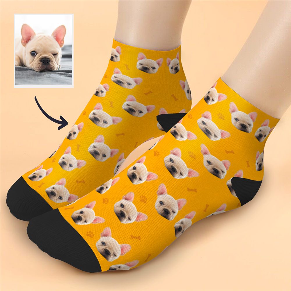 Custom Cute dog Face Ankle Socks - PhotoBoxer