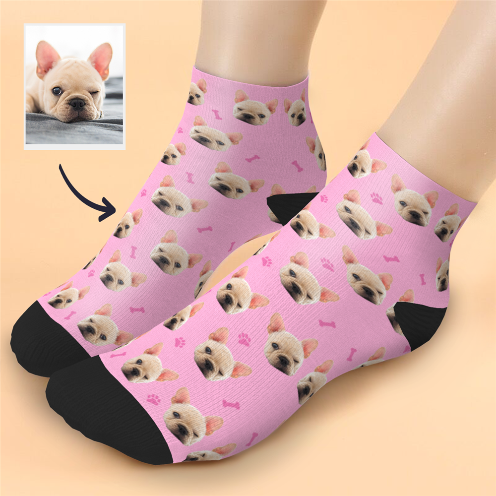 Custom Cute dog Face Ankle Socks - PhotoBoxer
