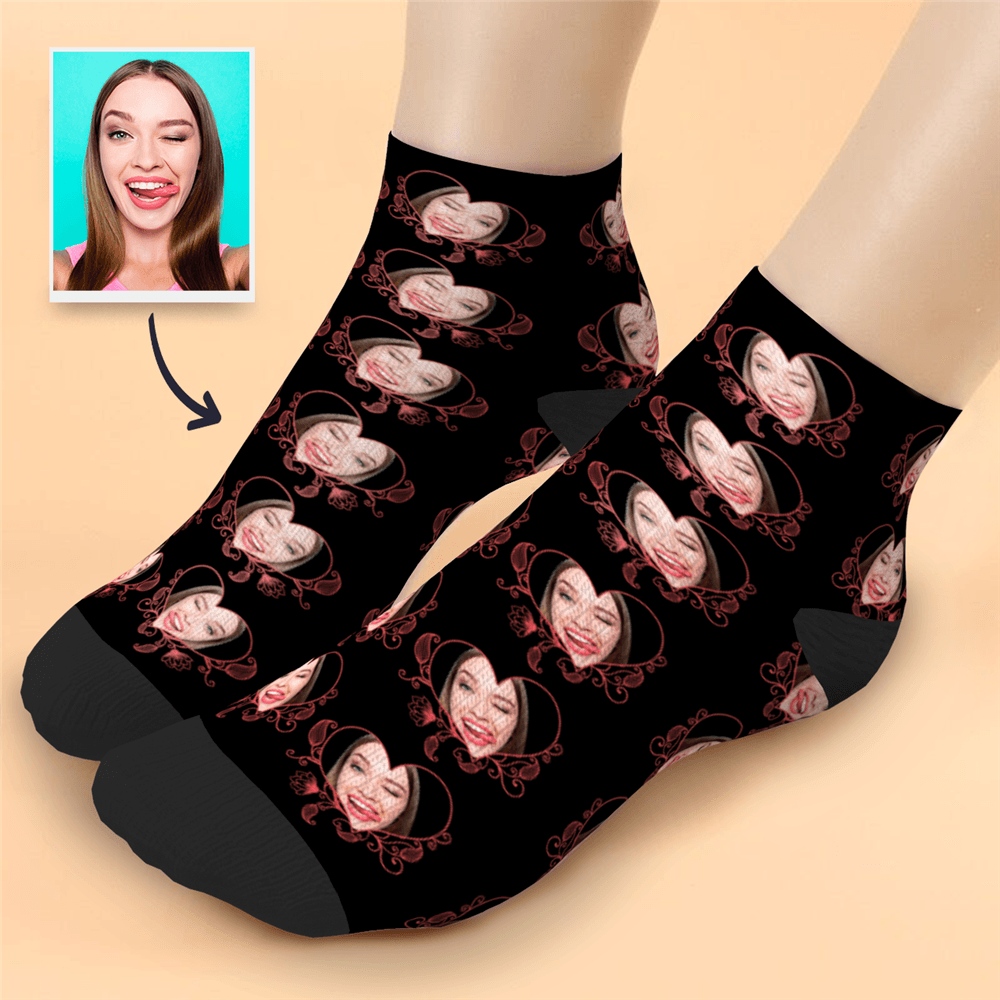 Custom Red Love Ankle Socks - PhotoBoxer