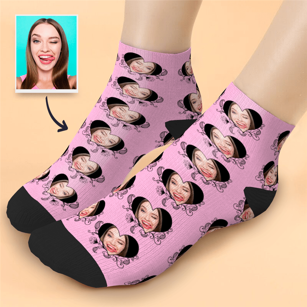 Custom Red Love Ankle Socks - PhotoBoxer