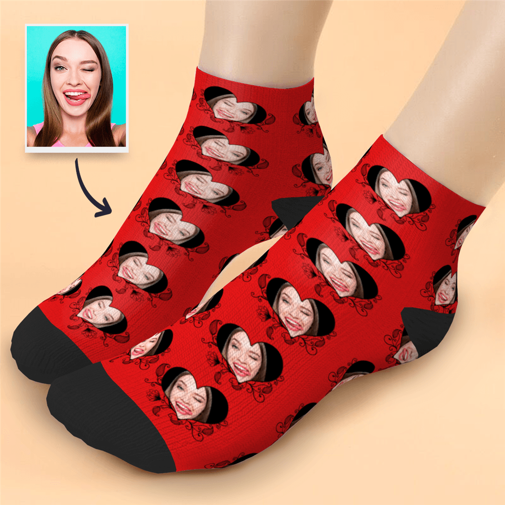 Custom Red Love Ankle Socks - PhotoBoxer