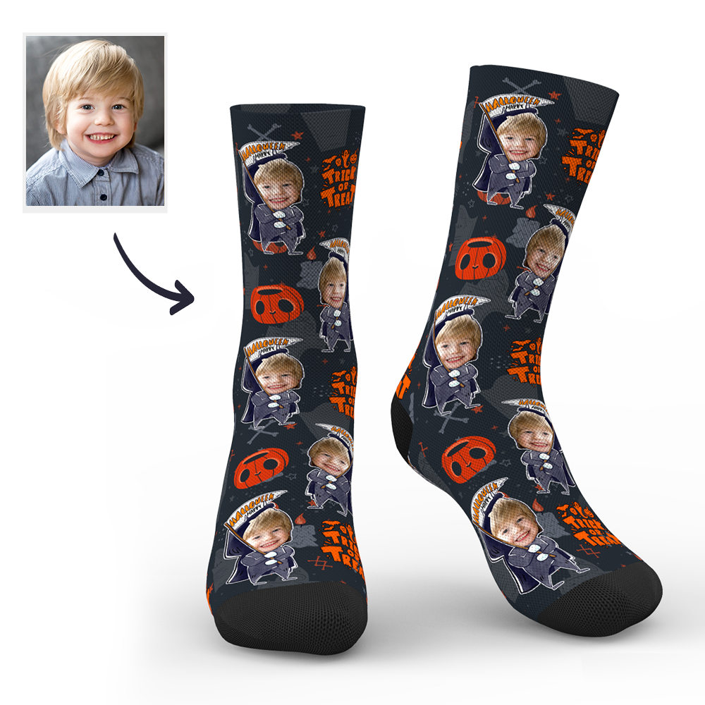 Halloween Custom Funny Pumpkin Socks - PhotoBoxer