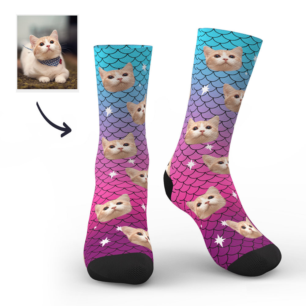 Custom Cute Mermaid Socks - PhotoBoxer
