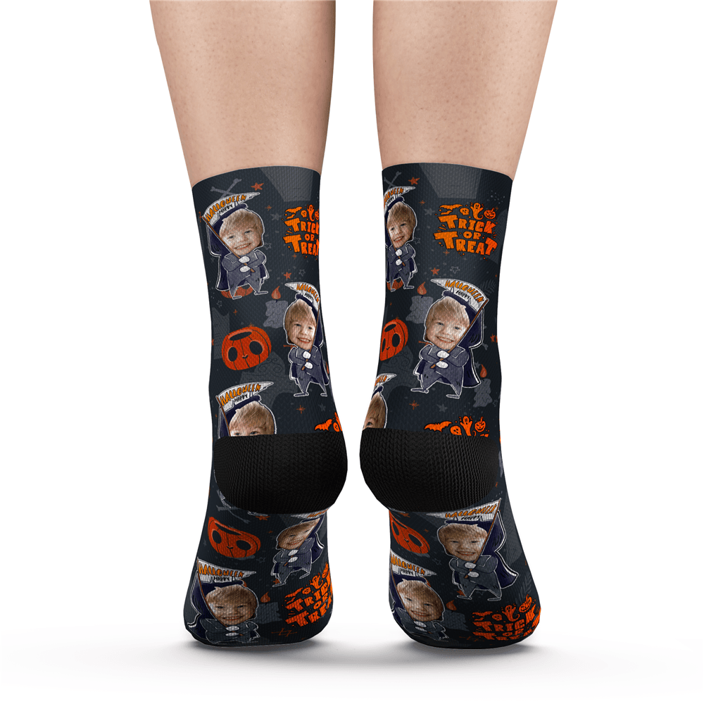 Halloween Custom Funny Pumpkin Socks - PhotoBoxer
