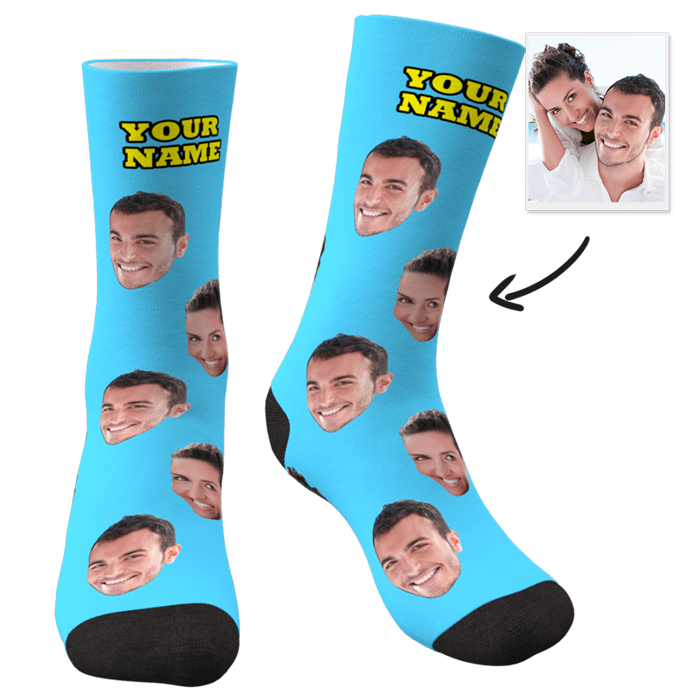 Custom Funny Face Socks Christmas Gift For Family - PhotoBoxer
