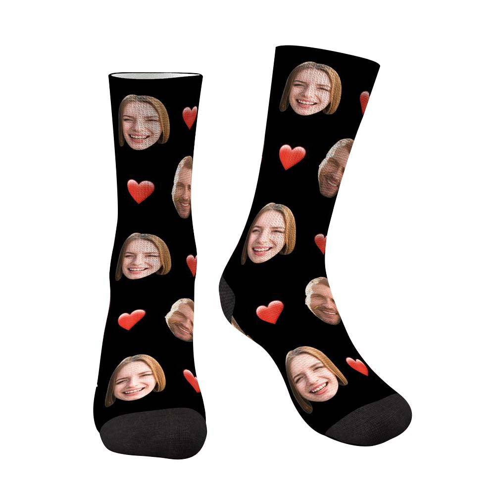 Custom Photo Heart Socks CWZ002 - White