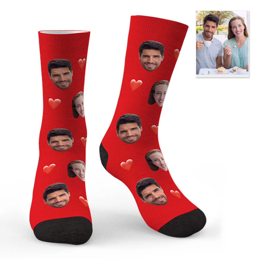 Custom Photo Heart Socks CWZ002 - Black - PhotoBoxer