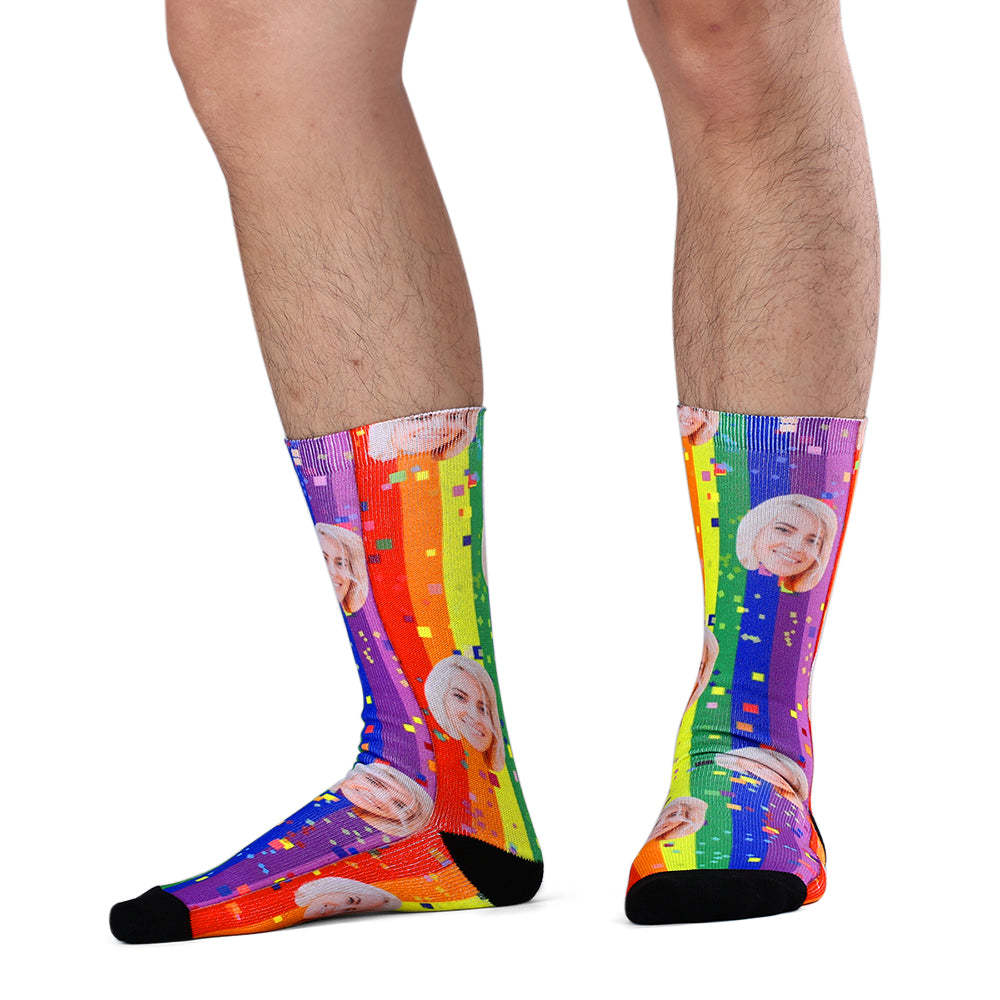 Custom Rainbow Photo Socks - PhotoBoxer