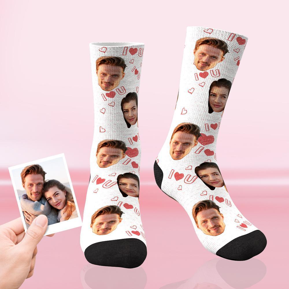 Best Gift For Your Lover Custom Love Face Socks Multiple Colour - PhotoBoxer