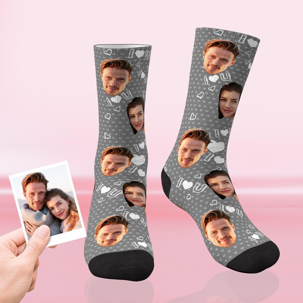 Best Gift For Your Lover Custom Love Face Socks Multiple Colour - PhotoBoxer
