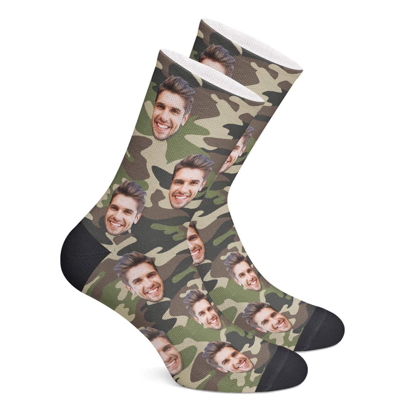 Custom Socks Personalized Camo Socks (Green) - PhotoBoxer