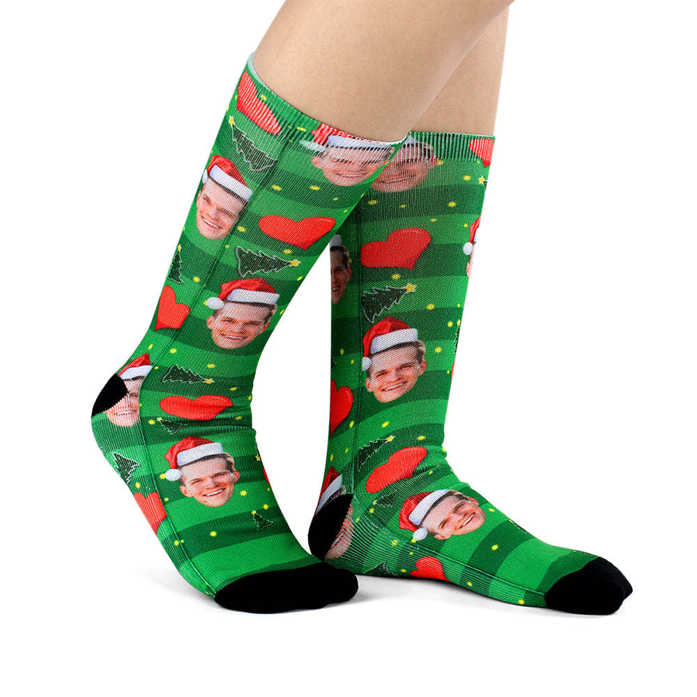 Christmas Custom Heart Photo Socks - PhotoBoxer