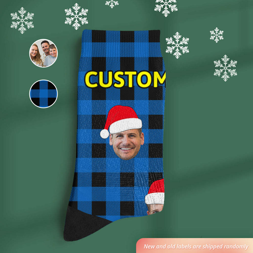 Custom Buffalo Plaid Socks Personalized Face Christmas Gifts - PhotoBoxer
