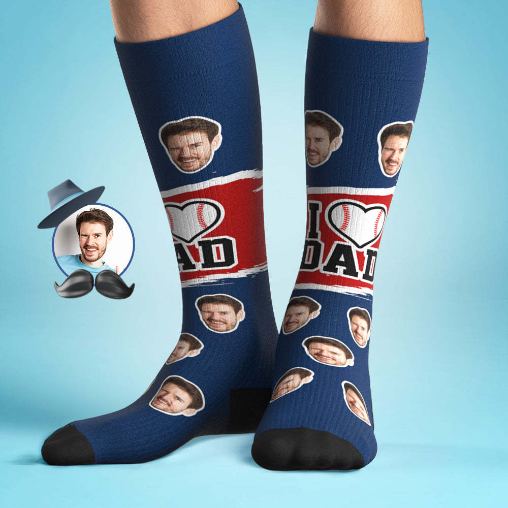 Custom I Heart Dad Knee High Socks Personalized Compression Father's Day Tournament Sport Team Baseball Softball Soccer - PhotoBoxer