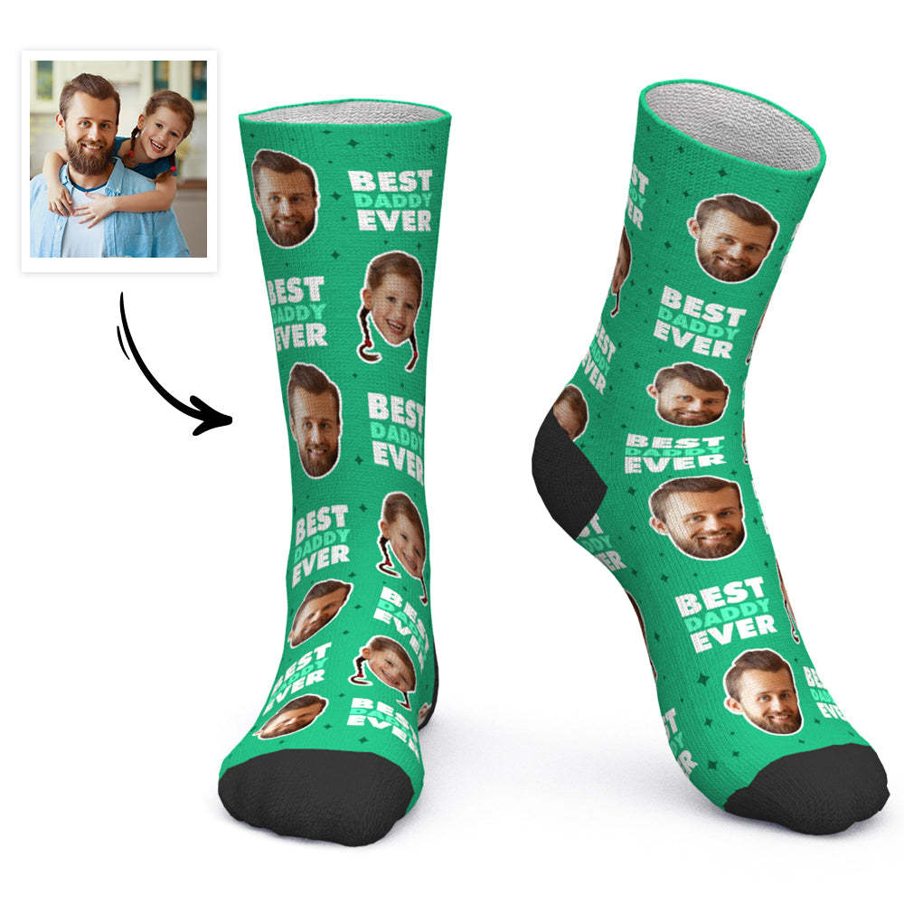Father's Day Gift Custom Socks Personalized Photo Socks Best Daddy Ever - PhotoBoxer