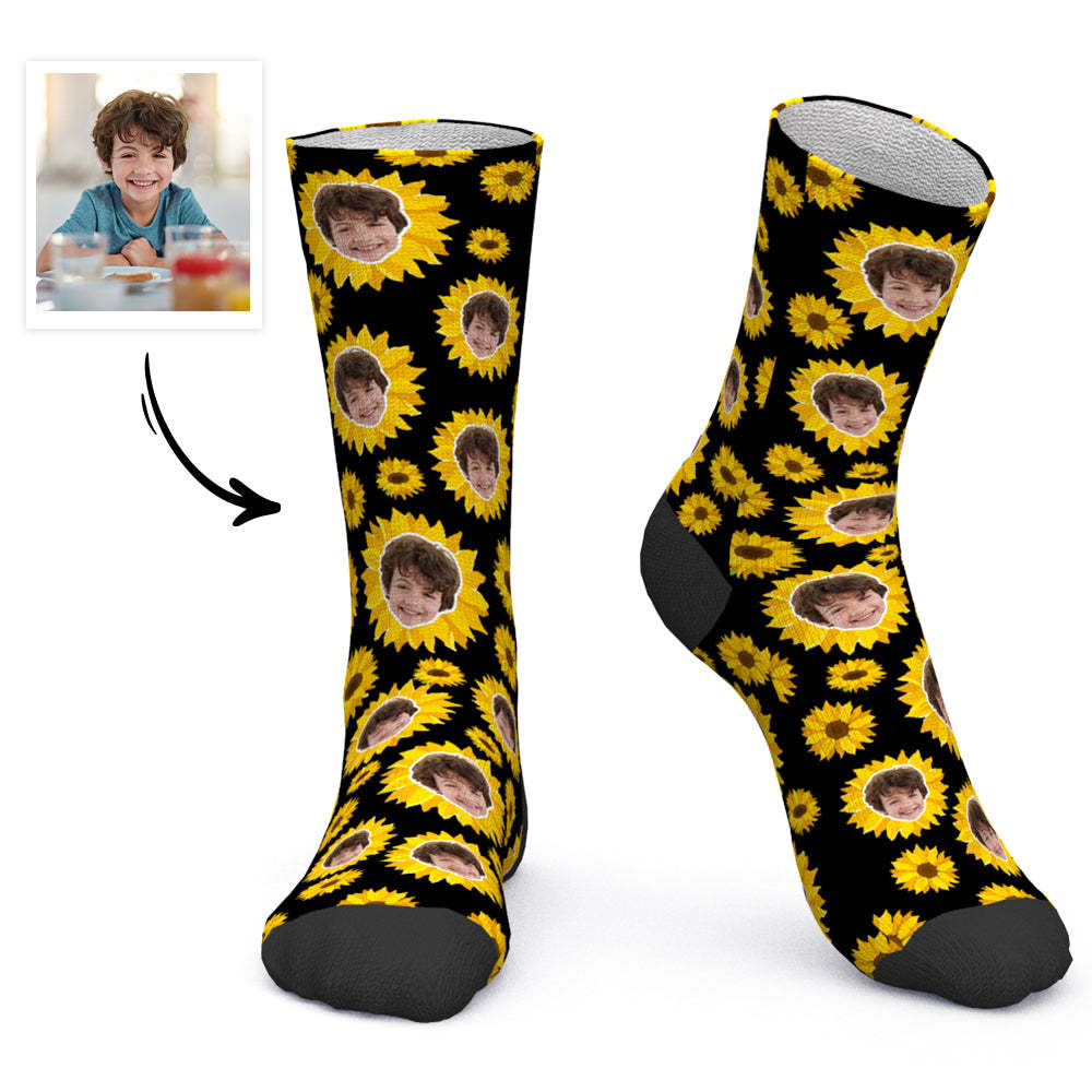Custom Socks Personalized Photo Socks Sunflower Socks - PhotoBoxer