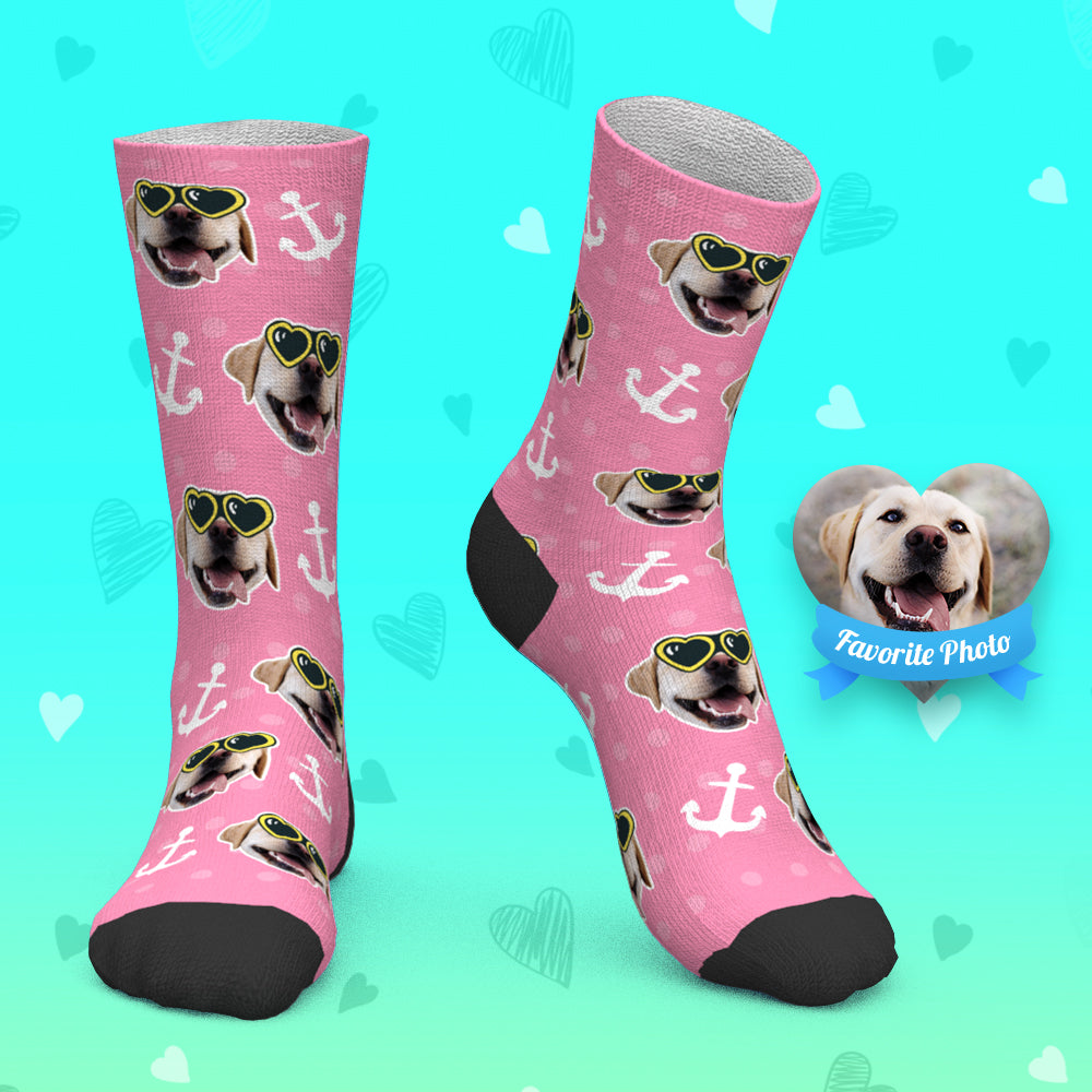 Custom Socks Personalized Photo Socks Dog Socks Pink Face Socks