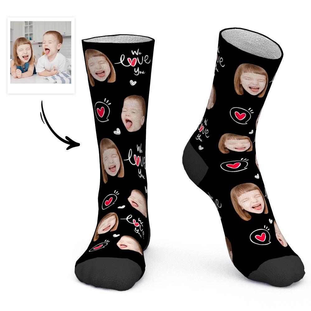 Father's Day Gift Custom Socks Baby Face Socks We Love You Dad - PhotoBoxer