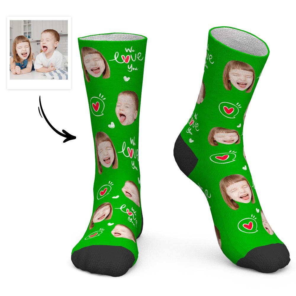 Father's Day Gift Custom Socks Baby Face Socks We Love You Dad - PhotoBoxer
