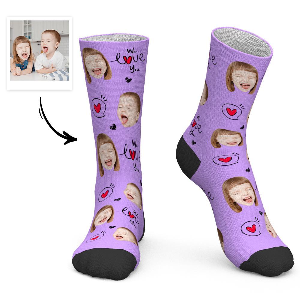 Father's Day Gift Custom Socks Baby Face Socks We Love You Dad - PhotoBoxer