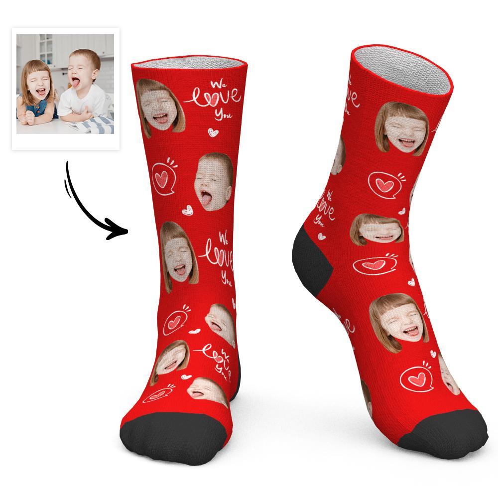 Father's Day Gift Custom Socks Baby Face Socks We Love You Dad - PhotoBoxer