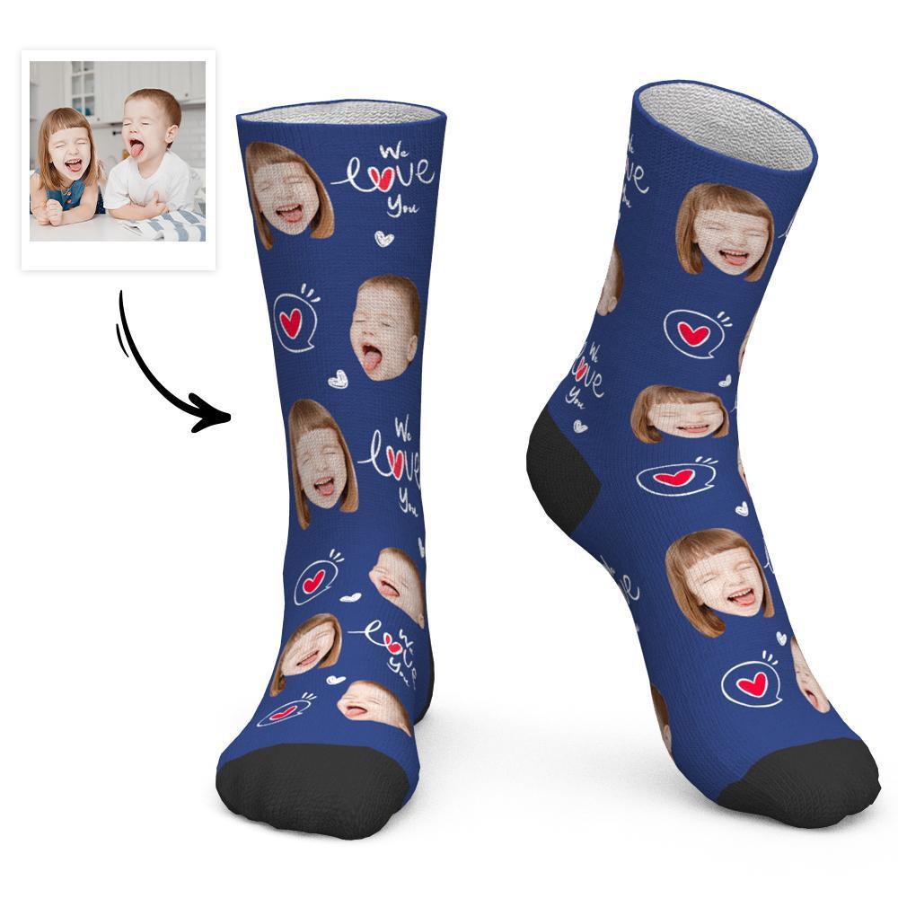 Father's Day Gift Custom Socks Baby Face Socks We Love You Dad - PhotoBoxer