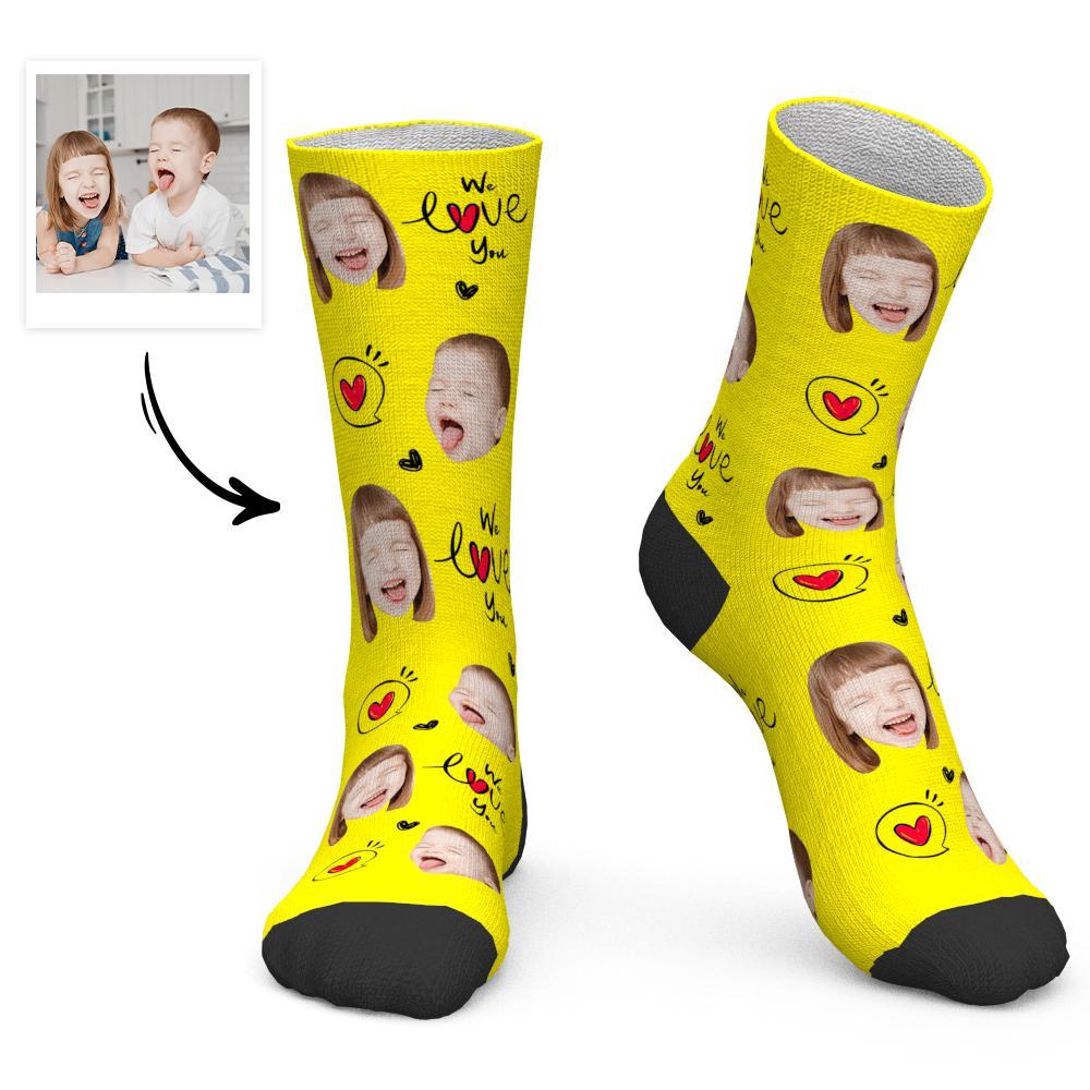 Father's Day Gift Custom Socks Baby Face Socks We Love You Dad - PhotoBoxer