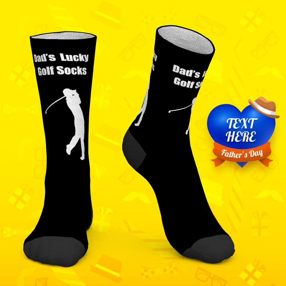 Father's Day Gift Custom Socks with Text Lucky Golf Socks - PhotoBoxer