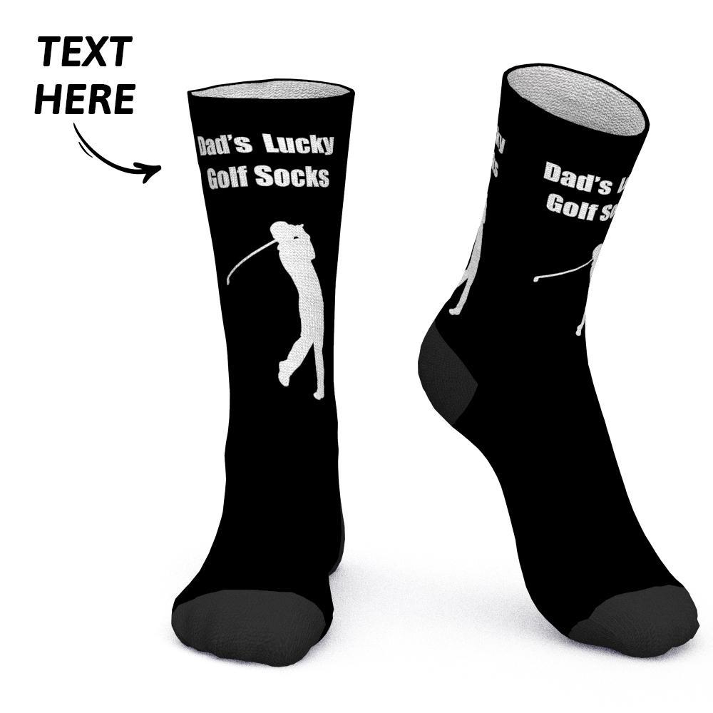 Father's Day Gift Custom Socks with Text Lucky Golf Socks - PhotoBoxer