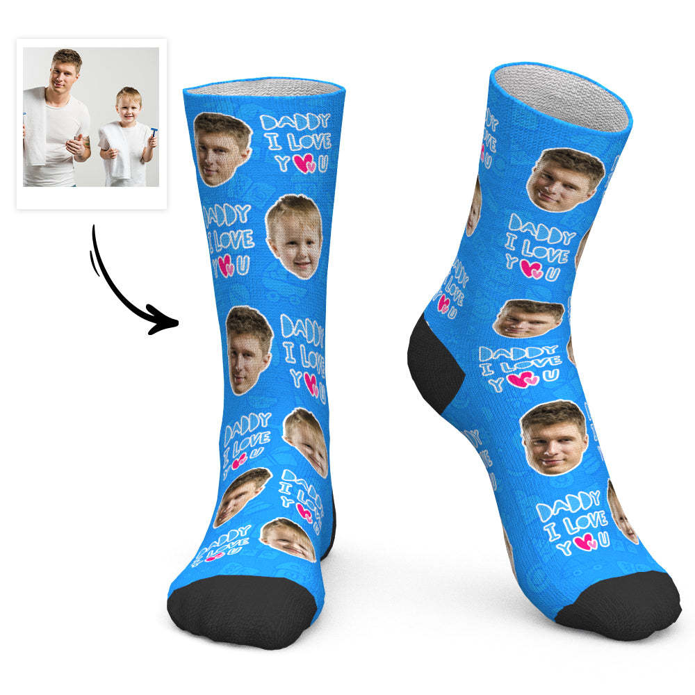Father's Day Gift - Custom Face Socks Daddy I Love You - PhotoBoxer