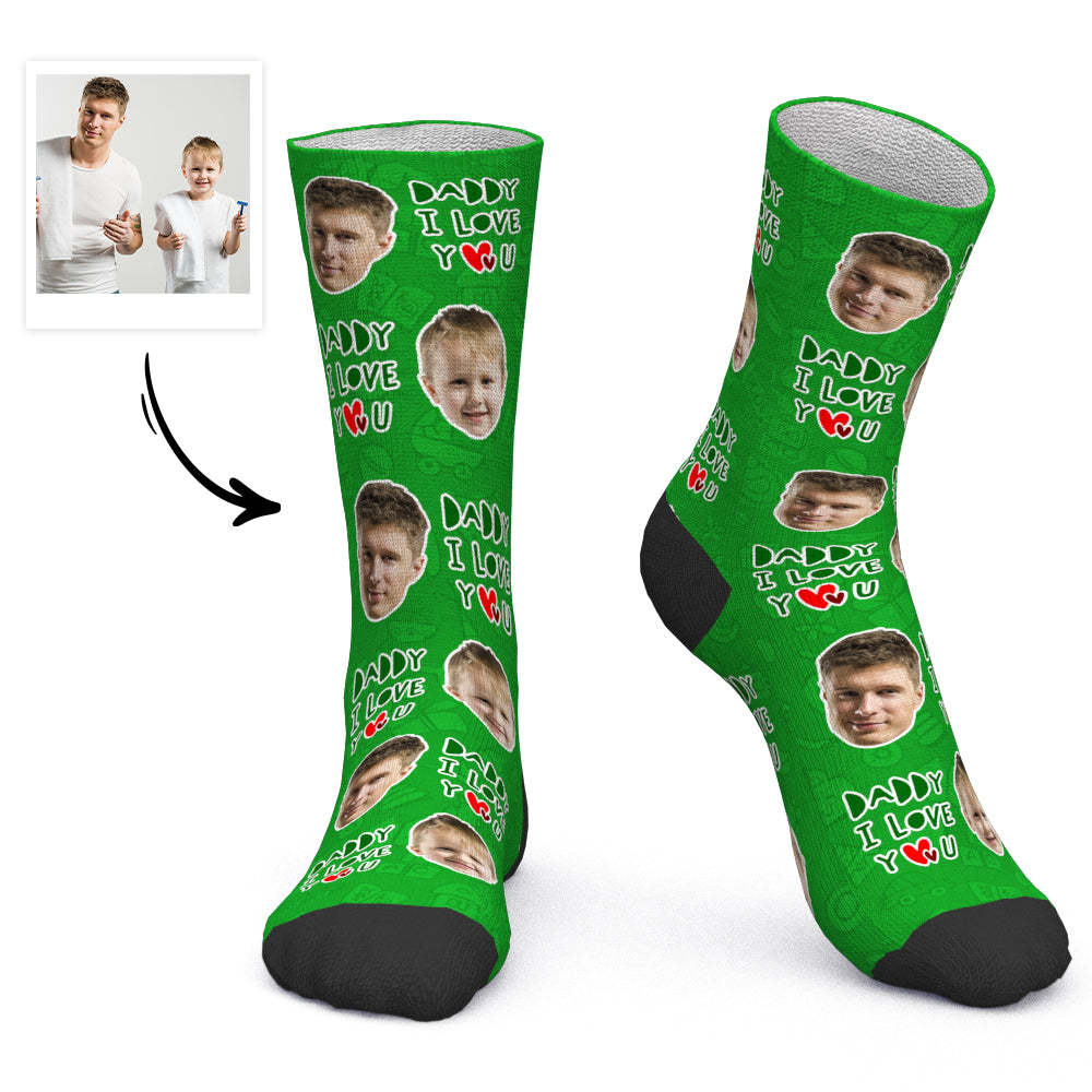 Father's Day Gift - Custom Face Socks Daddy I Love You - PhotoBoxer