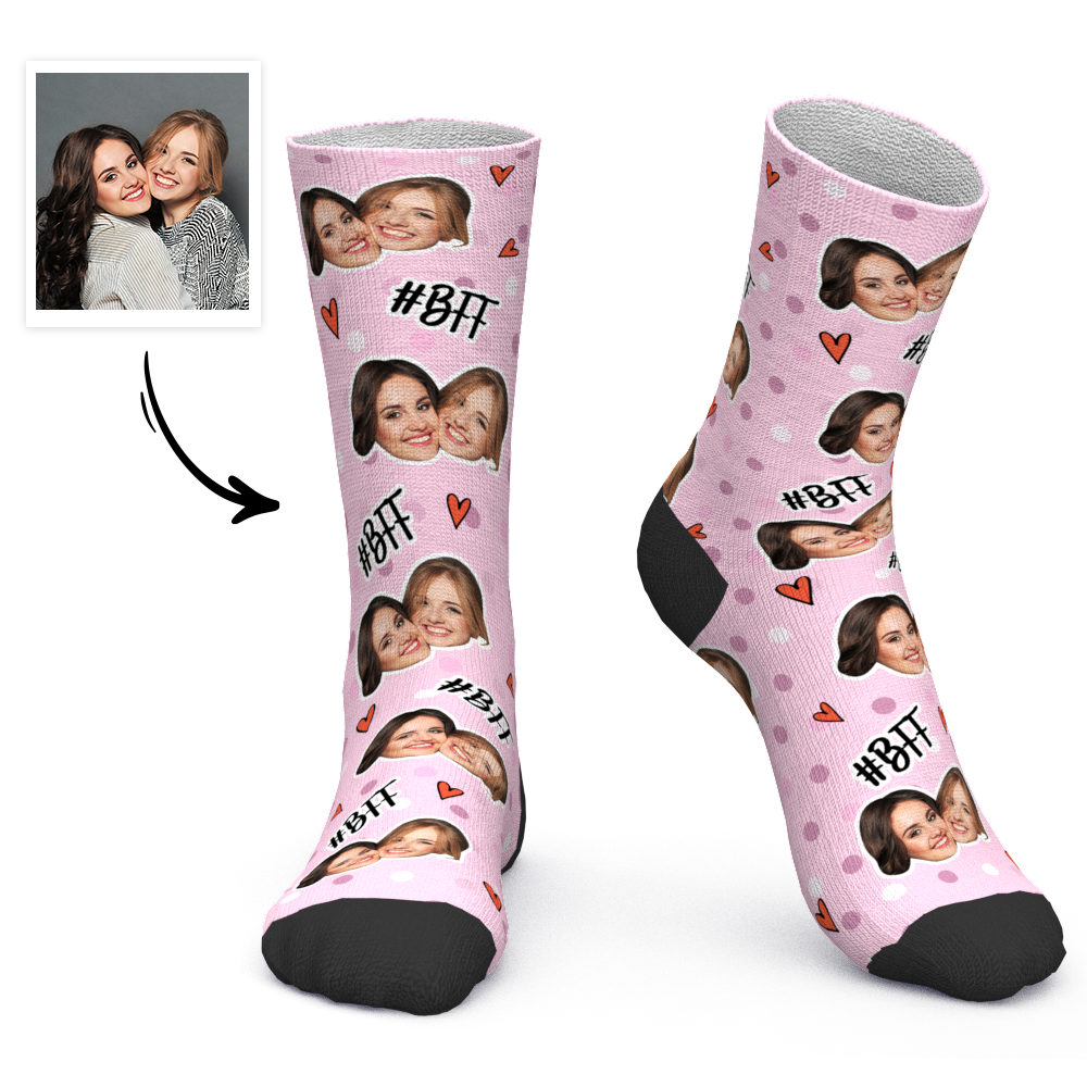 Custom Socks Personalized Photo Socks BFF Socks Best Friend Forever - PhotoBoxer