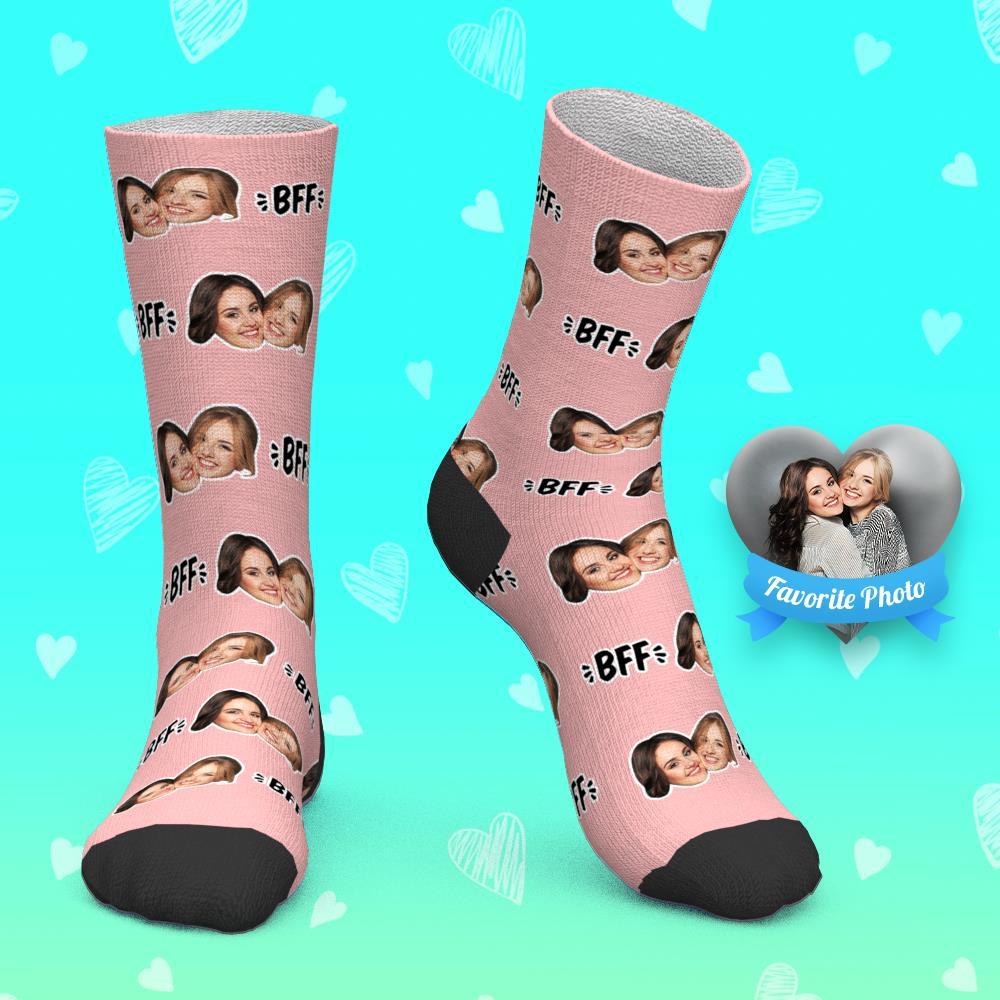 Custom Socks Personalized Photo Socks Best Friend Forever BFF Socks - PhotoBoxer