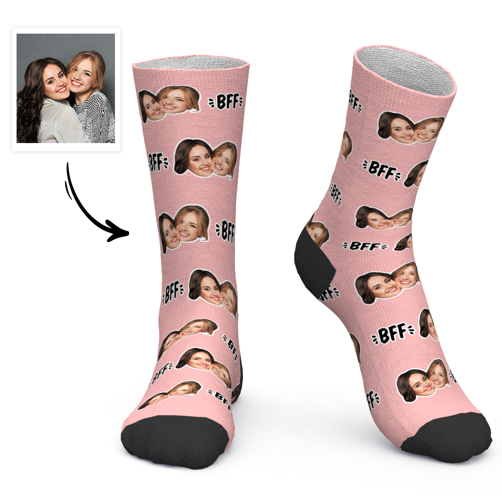 Custom Socks Personalized Photo Socks Best Friend Forever BFF Socks - PhotoBoxer