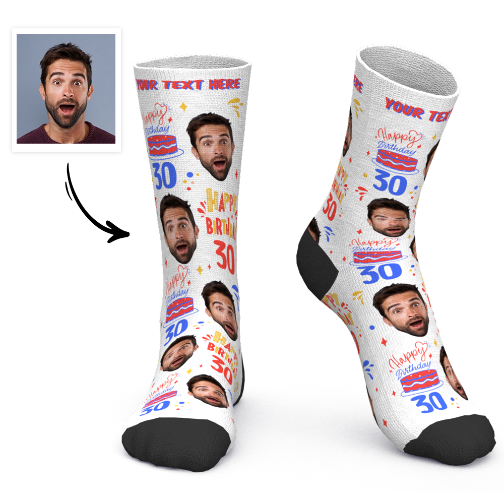 Custom Face Socks Personalized Photo Socks Happy Birthday Socks - PhotoBoxer
