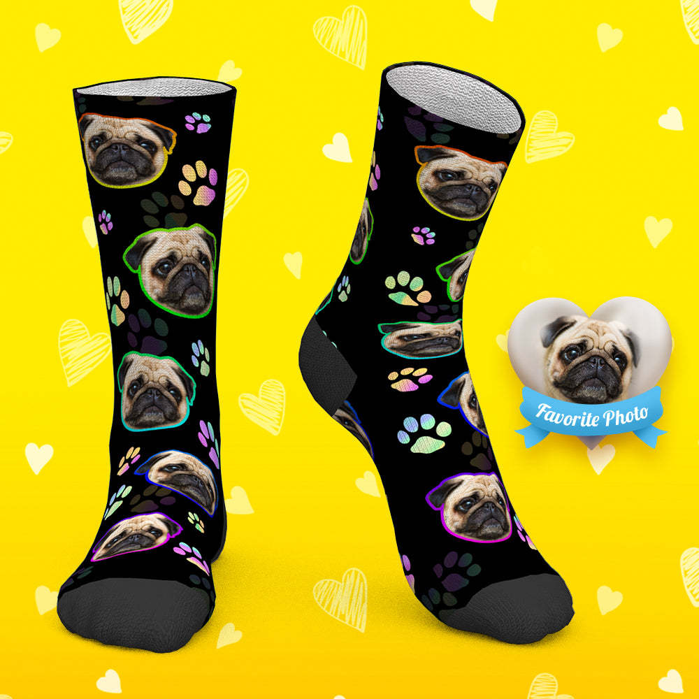 Custom Face Socks Personalized Pet Photo Socks with Text - Dog - PhotoBoxer