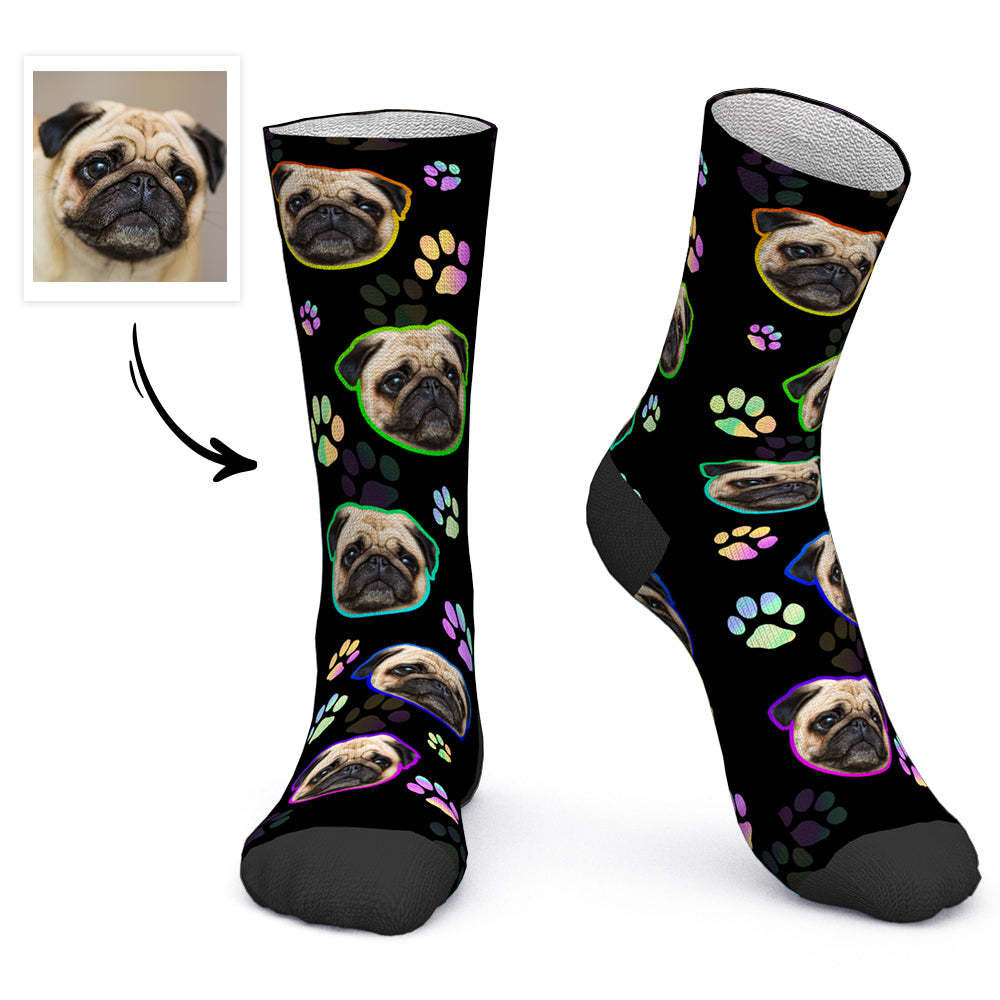 Custom Face Socks Personalized Pet Photo Socks with Text - Dog - PhotoBoxer