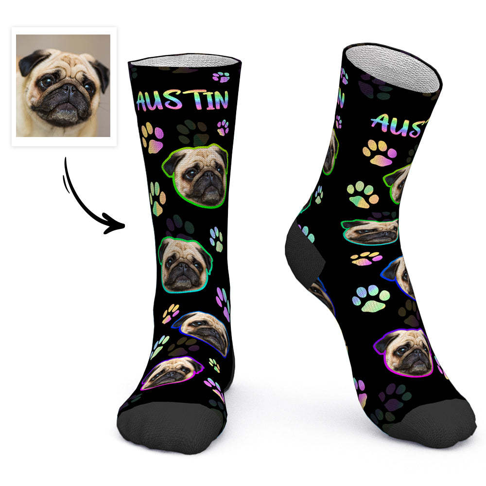 Custom Face Socks Personalized Pet Photo Socks with Text - Dog - PhotoBoxer