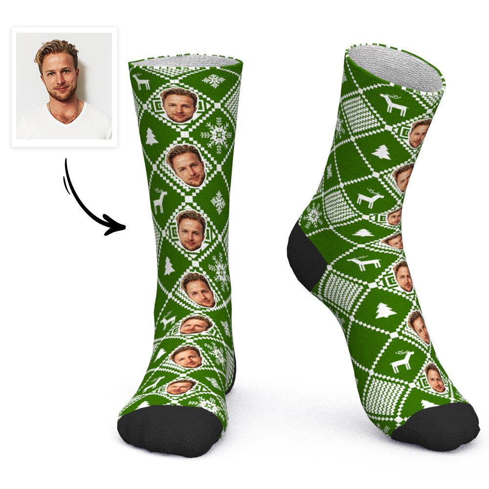 Custom Face Socks Personalized Photo Socks Christmas Gift Santa Socks - Color Grid - PhotoBoxer