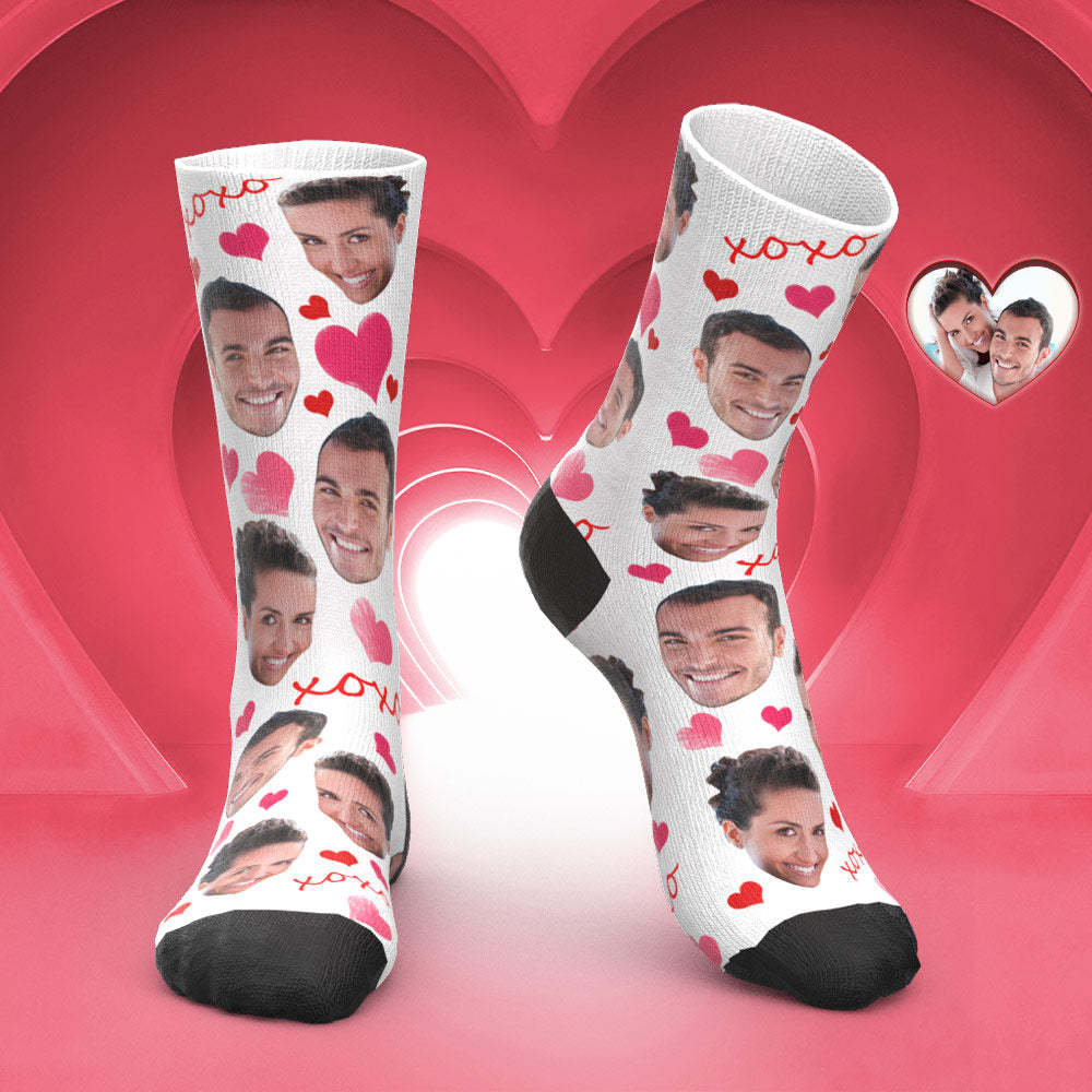 Custom XOXO Heart Face socks - PhotoBoxer