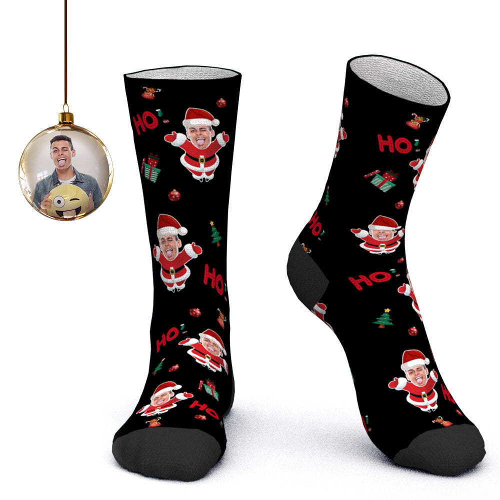 Custom Face Socks Personalized Photo Socks Santa Socks Christmas Gift - Santa Claus HoHoHo - PhotoBoxer