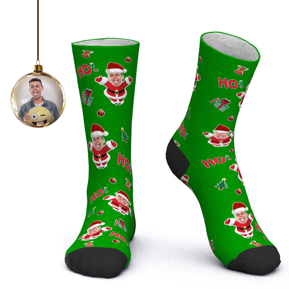 Custom Face Socks Personalized Photo Socks Santa Socks Christmas Gift - Santa Claus HoHoHo - PhotoBoxer