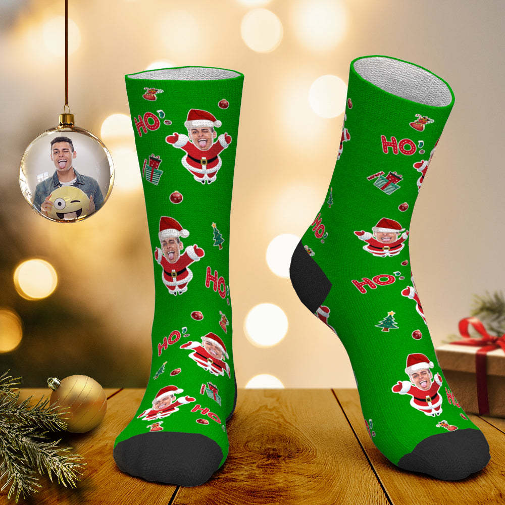 Custom Face Socks Personalized Photo Socks Santa Socks Christmas Gift - Santa Claus HoHoHo - PhotoBoxer