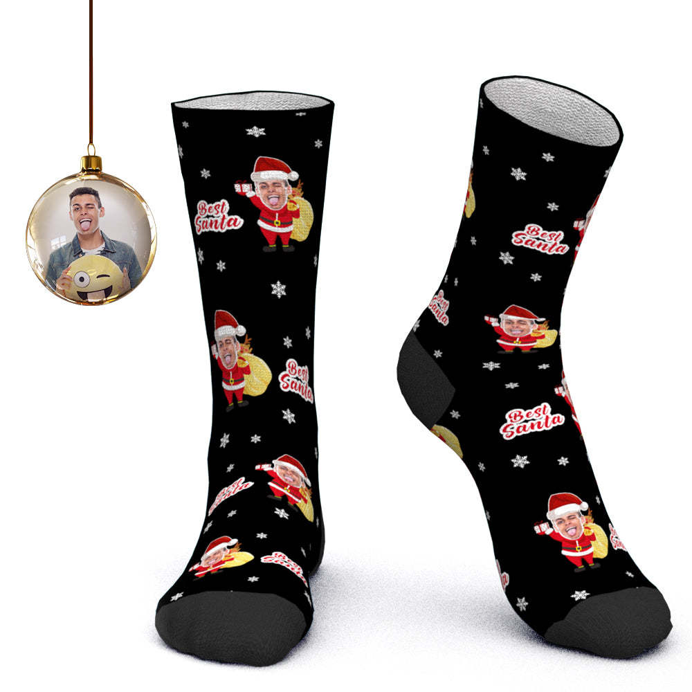 Custom Face Socks Personalized Photo Socks Santa Socks Christmas Gift for family - Best Santa - PhotoBoxer