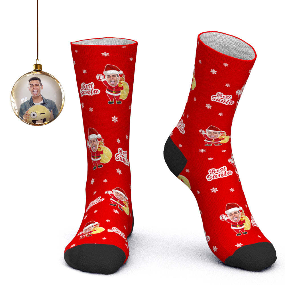 Custom Face Socks Personalized Photo Socks Santa Socks Christmas Gift for family - Best Santa - PhotoBoxer