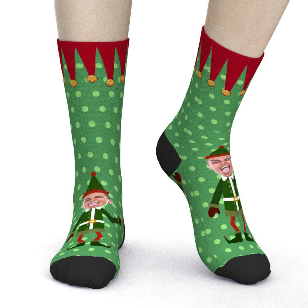 Custom Photo Socks Christmas Theme Custom Face Holiday Gifts - PhotoBoxer