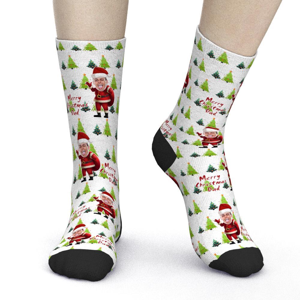 Custom Photo Socks Merry Christmas Dad Holiday Gifts - PhotoBoxer