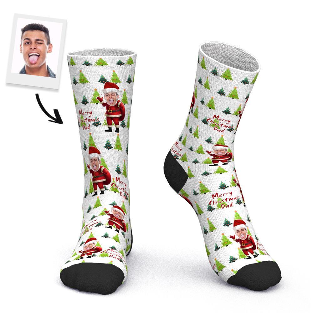 Custom Photo Socks Merry Christmas Dad Holiday Gifts - PhotoBoxer