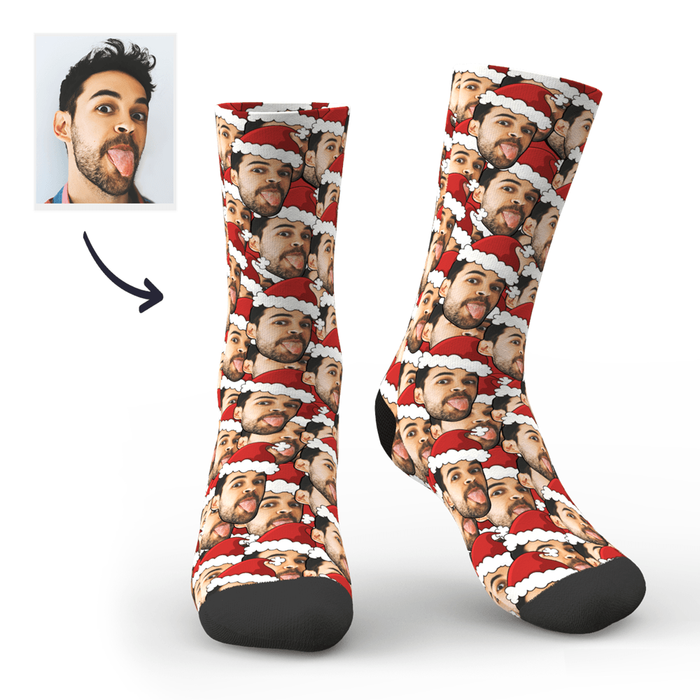 Christmas Custom Red Hat Socks - PhotoBoxer