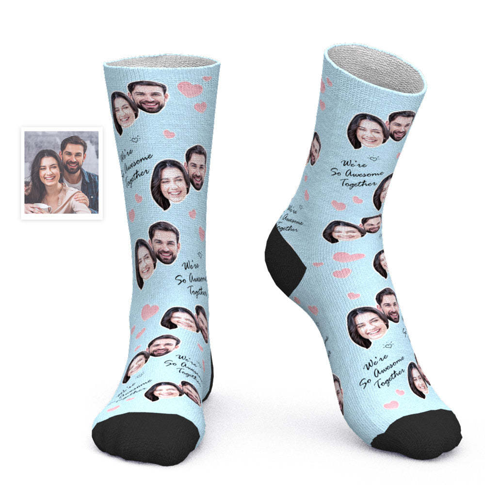 Custom Face Socks Personalized Photo Socks Valentine's Day Gift - We're So Awesome Together - PhotoBoxer